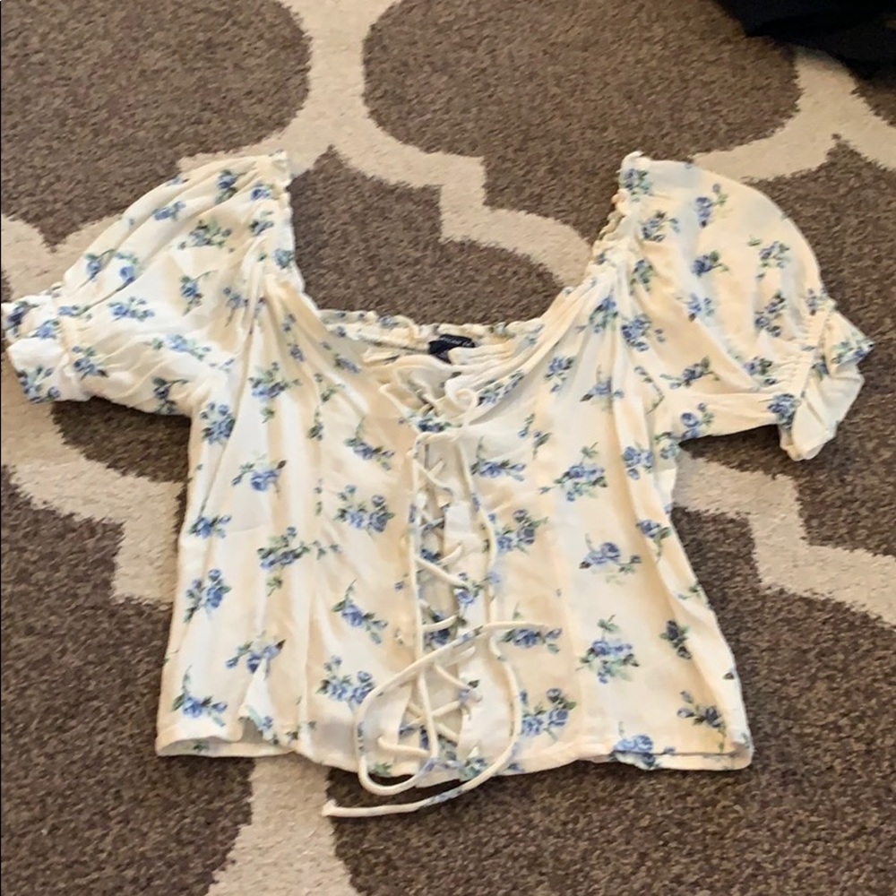 Lace up blouse